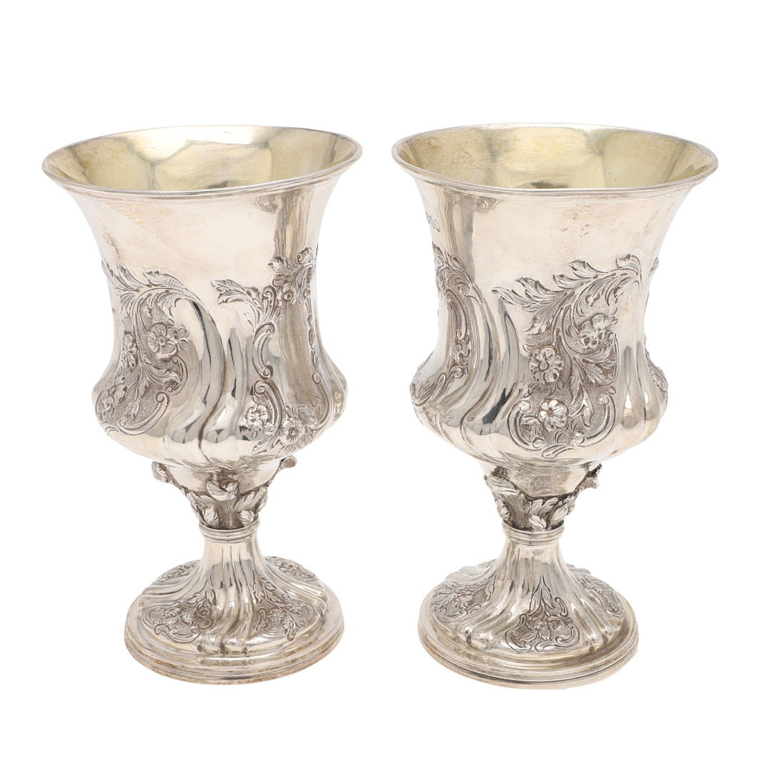 A PAIR OF WILLIAM IV SILVER WINE GOBLETS. - Image 2 of 7