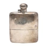 A GEORGE V SILVER SPIRIT FLASK, BY HUKIN & HEATH.