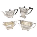 A GEORGE V FOUR-PIECE SILVER TEA SERVICE.