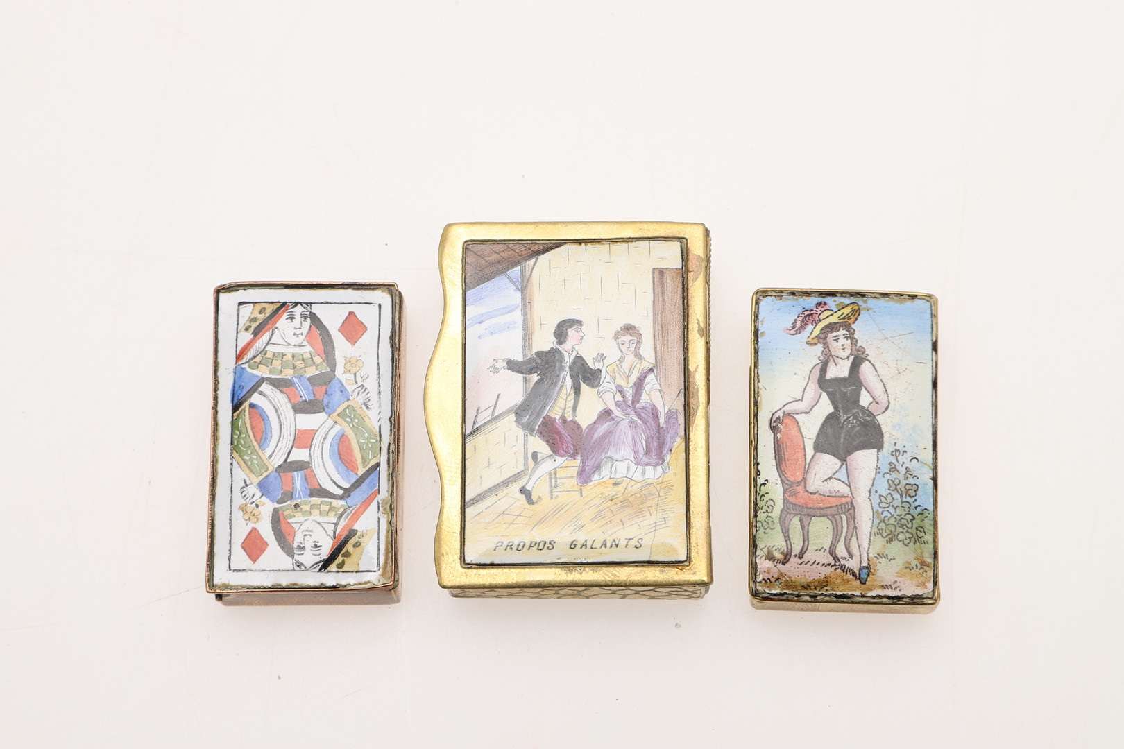 SIX LATE 19TH/ EARLY 20TH CENTURY FRENCH BRASS & ENAMEL VESTA CASES. - Image 6 of 8