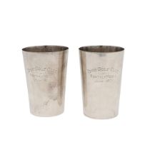 TWO EARLY 20TH CENTURY SILVER BEAKERS.