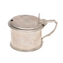 A GEORGE IV SILVER DRUM-SHAPED MUSTARD POT.