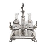 A 19TH CENTURY FRENCH SILVER CRUET FRAME.