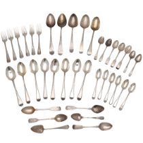 A MIXED LOT OF SILVER FLATWARE.