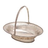 A GEORGE III SILVER SWING-HANDLE CAKE BASKET.