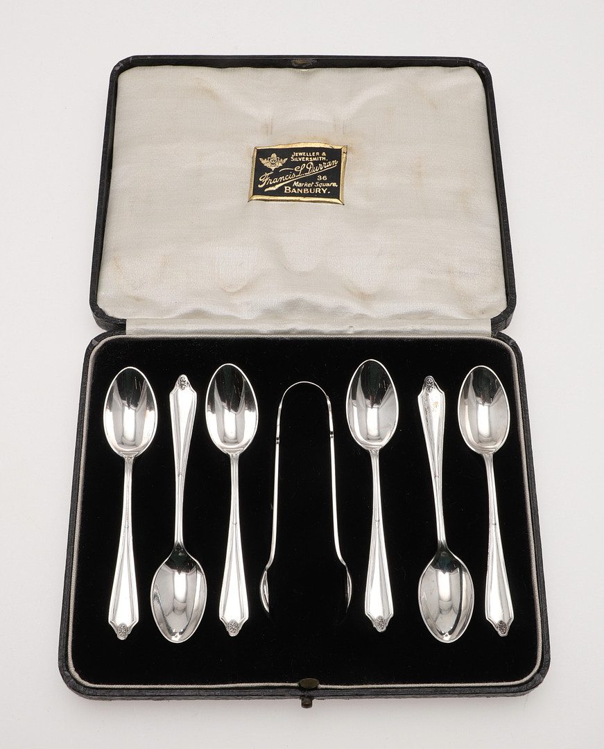 SEVEN VARIOUS CASED SETS OF SILVER FLATWARE & CUTLERY. - Image 26 of 29