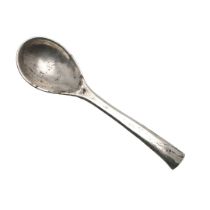 AN ARTS & CRAFTS SILVER SPOON, BY OMAR RAMSDEN.