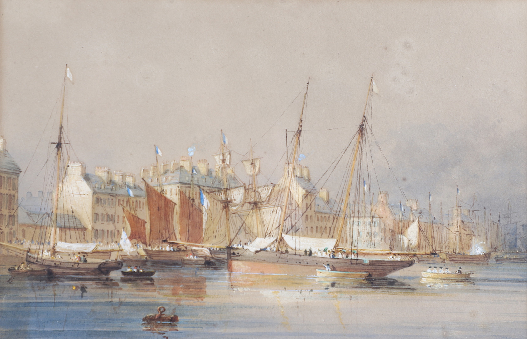 NICHOLAS MATTHEWS CONDY (1818-1851). THE `HARRIET` MOORED AT CHERBOURG. - Image 2 of 7