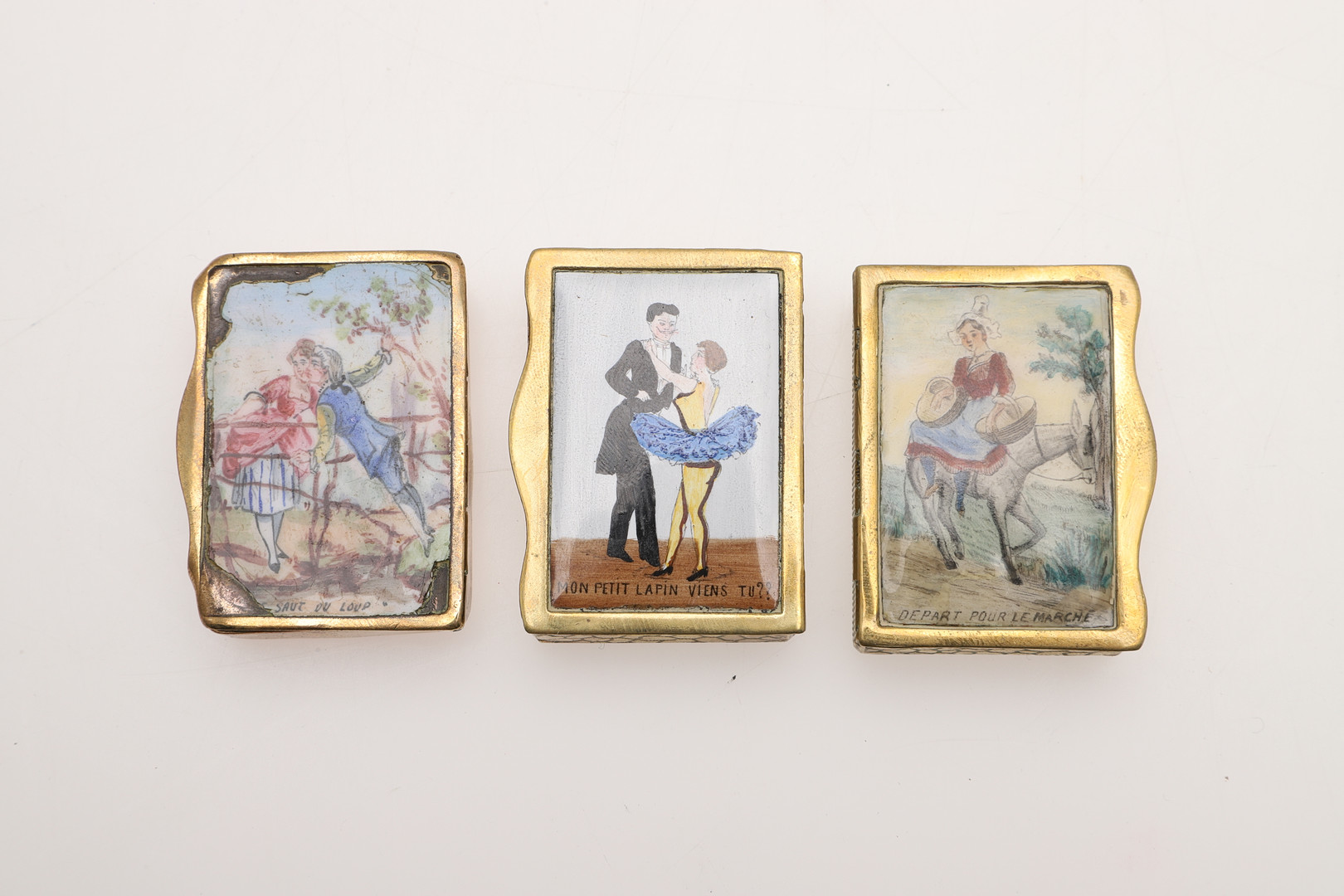 SIX LATE 19TH/ EARLY 20TH CENTURY FRENCH BRASS & ENAMEL VESTA CASES. - Image 2 of 8