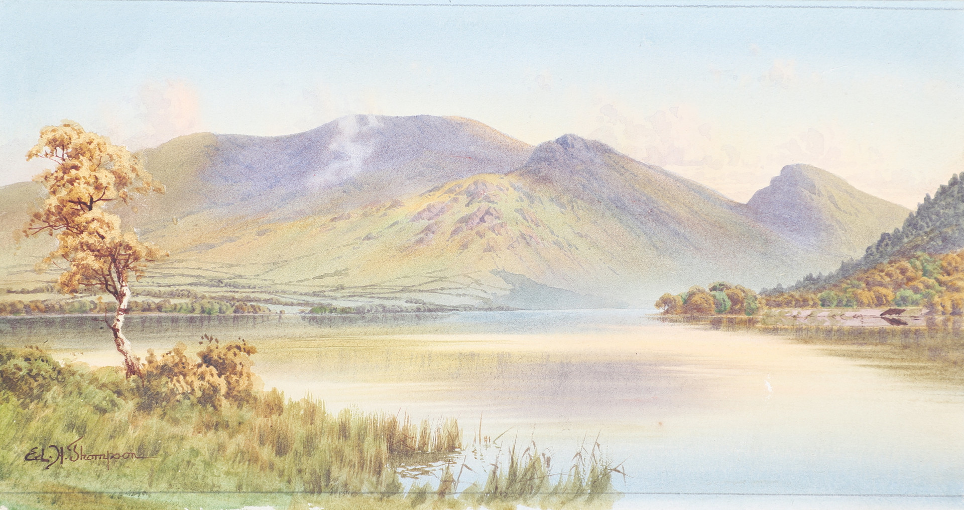 EDWARD HORACE THOMPSON (1879-1949). GENTLY FALLS THE EVENTIDE: BASSENTHWAITE LAKE WITH SKIDDAW, ULLO - Image 7 of 8