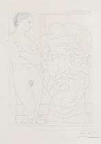 PABLO PICASSO (1889-1973). MODELE ET GRANDE TETE SCULPTEE (VOLLARD SUITE, pl.61) (Bloch 170). (d)