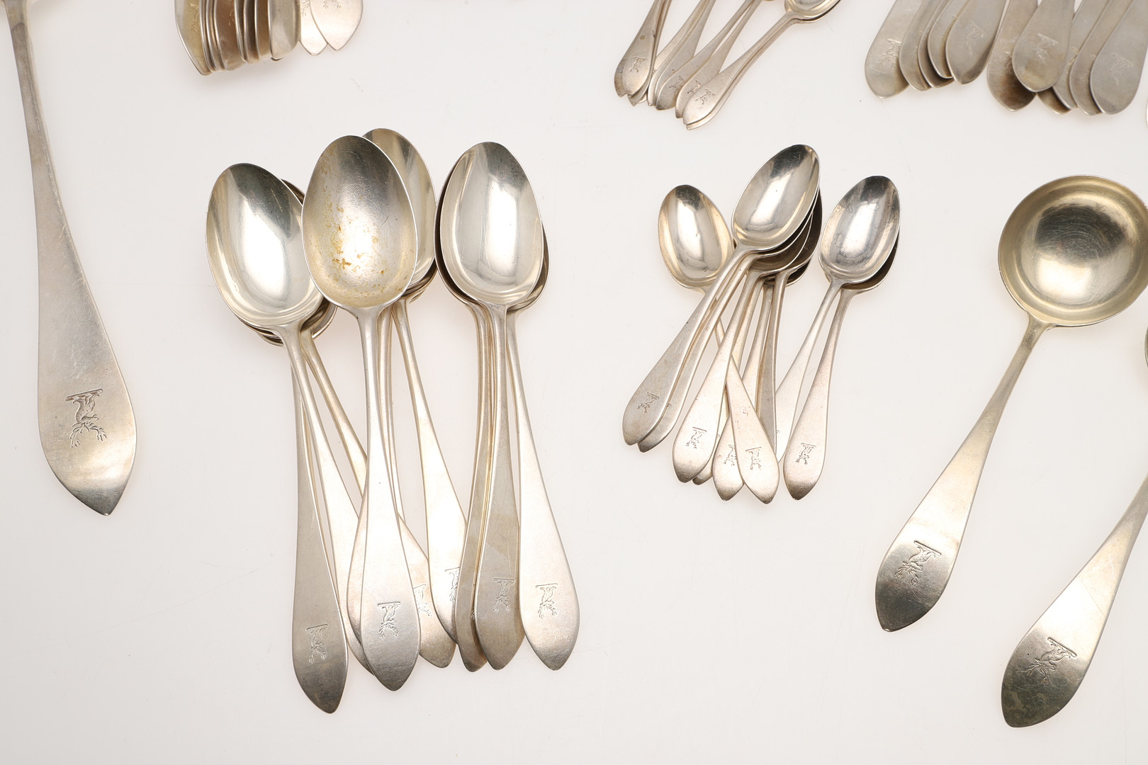 A GEORGE V PART-CANTEEN OF SCOTTISH SILVER CELTIC POINT FLATWARE. - Image 6 of 15