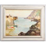 LEONARD RICHMOND (1889-1965). A CORNISH COVE BY A JETTY. (d)