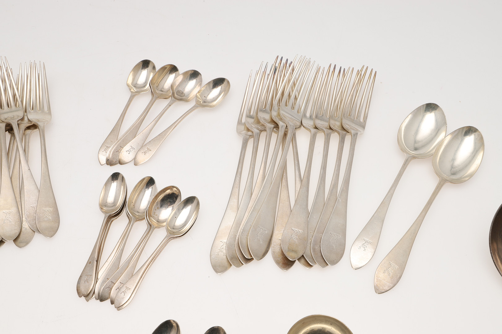 A GEORGE V PART-CANTEEN OF SCOTTISH SILVER CELTIC POINT FLATWARE. - Image 3 of 15