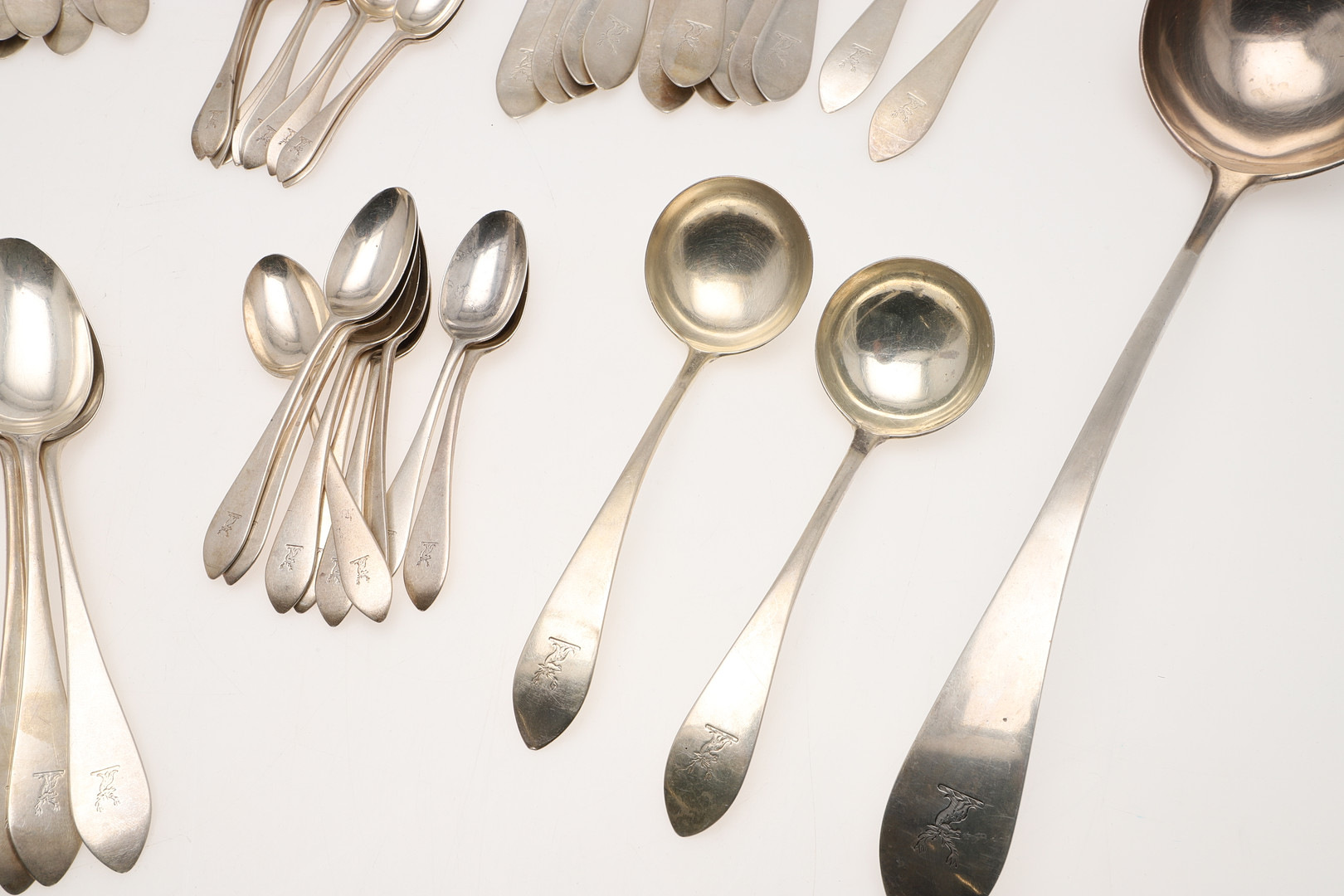 A GEORGE V PART-CANTEEN OF SCOTTISH SILVER CELTIC POINT FLATWARE. - Image 5 of 15