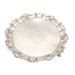 A GEORGE II SILVER SMALL SALVER OR WAITER.