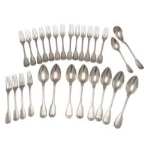 19TH CENTURY BELGIAN SILVER FLATWARE.