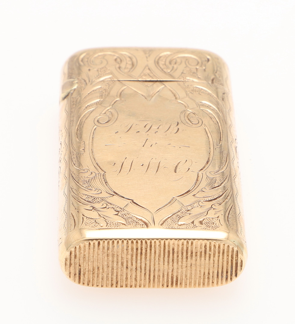 A LATE 19TH/ EARLY 20TH CENTURY GOLD VESTA CASE. - Image 3 of 5