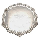 A GEORGE V SILVER SALVER.