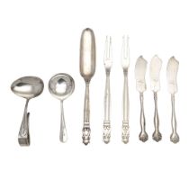 THREE PIECES OF SILVER FLATWARE, BY GEORG JENSEN.