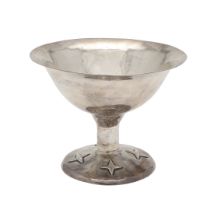 A MODERN SILVER HANDMADE PEDESTAL BOWL.