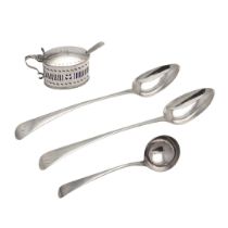 A PAIR OF GEORGE III SILVER BASTING OR SERVING SPOONS.