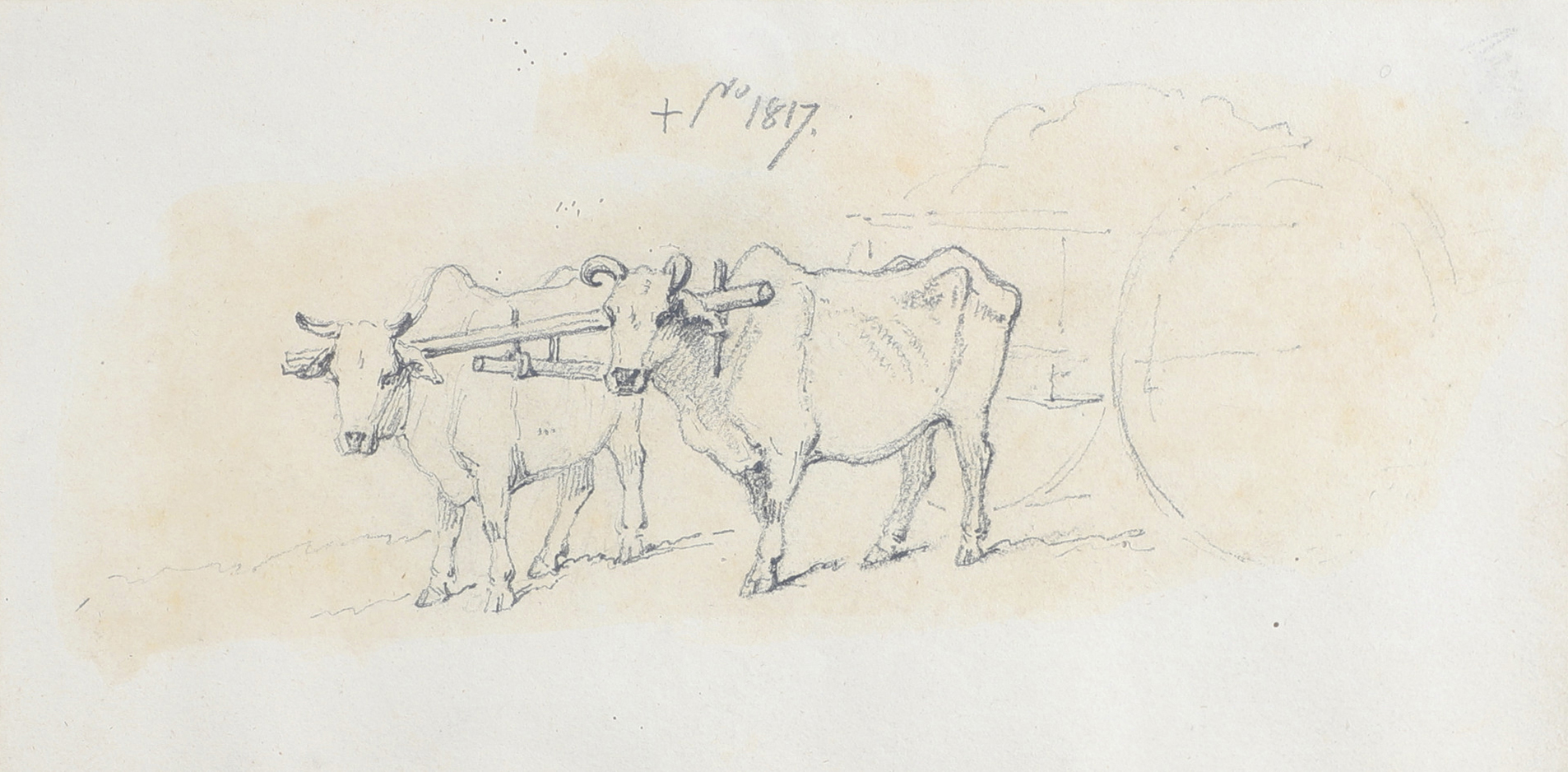 GEORGE CHINNERY (1774-1852). OXEN YOKED TO A CART.