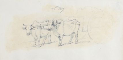 GEORGE CHINNERY (1774-1852). OXEN YOKED TO A CART.