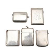 FIVE VARIOUS SILVER VESTA CASES.