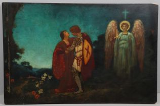 JOHN RILEY WILMER (1883-1941). His circle. THE MAIDEN, THE KNIGHT AND A GUARDIAN ANGEL.