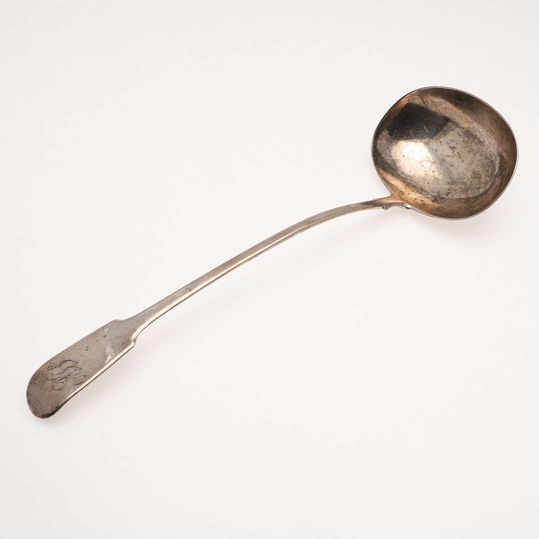 A GEORGE III WEST-COUNTRY PROVINCIAL SILVER SOUP LADLE. - Image 2 of 4