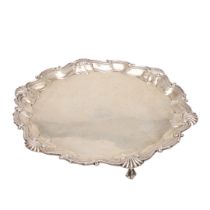 AN EDWARDIAN SILVER SALVER.