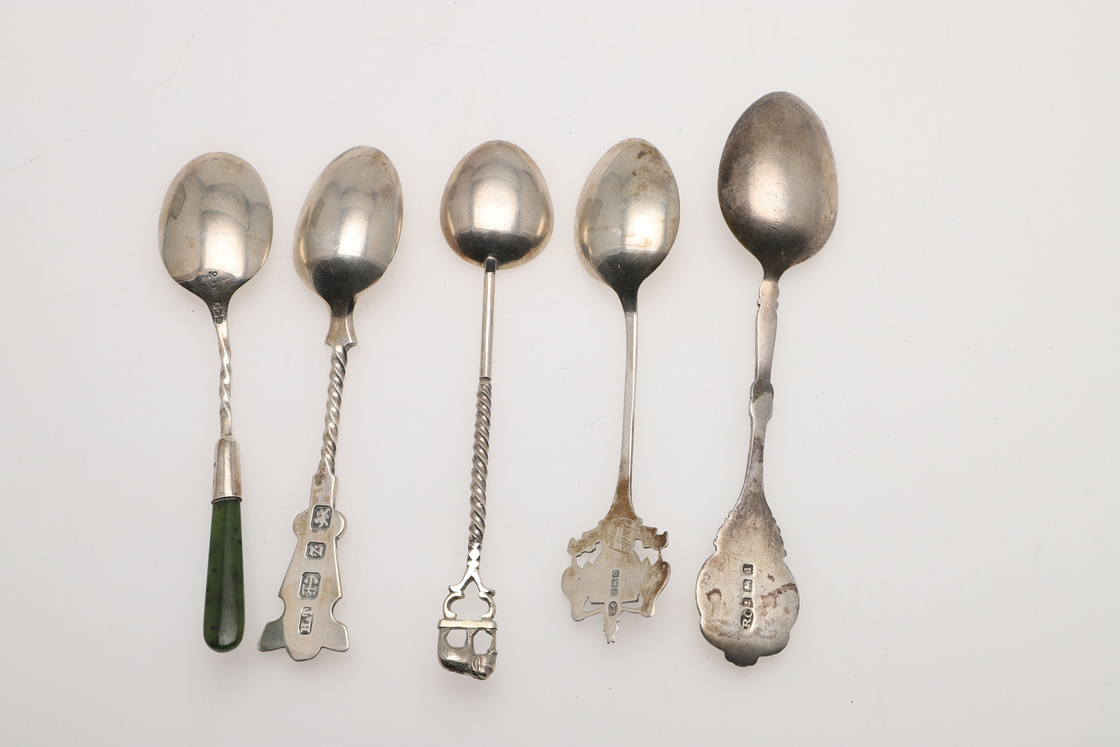 TWO CASED SETS OF SIX SILVER & ENAMEL TEA/ COFFEE SPOONS. - Image 3 of 10