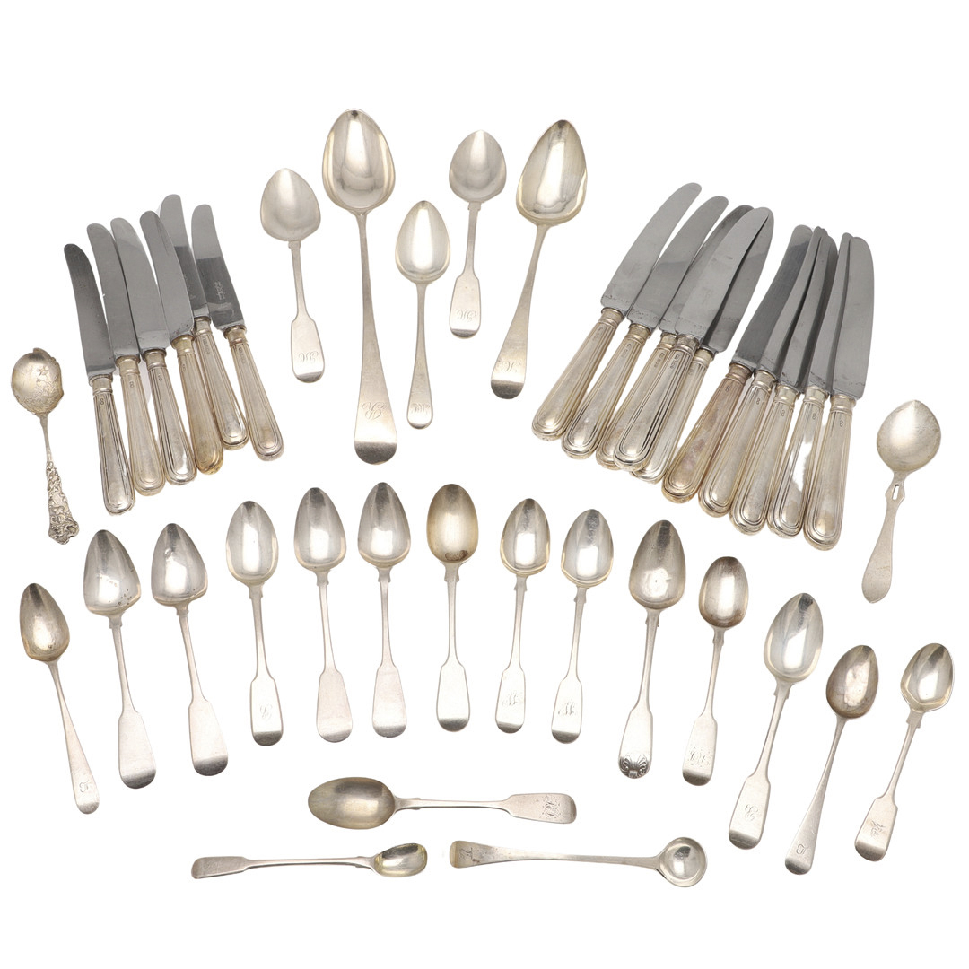 MISCELLANEOUS SILVER FLATWARE & CUTLERY.