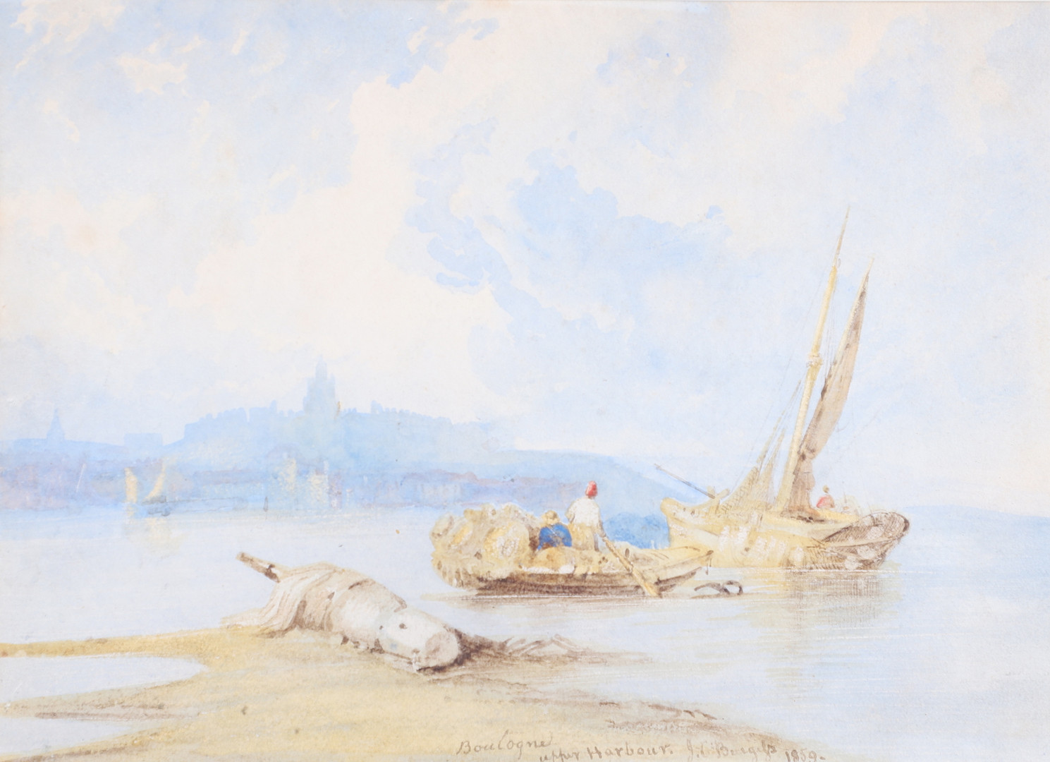 NICHOLAS MATTHEWS CONDY (1818-1851). THE `HARRIET` MOORED AT CHERBOURG. - Image 5 of 7