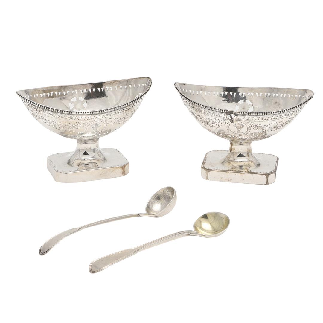 A PAIR OF GEORGE III SILVER SALTS, BY HESTER BATEMAN.