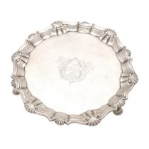 A GEORGE II SILVER SMALL SALVER OR WAITER.