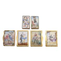 SIX LATE 19TH/ EARLY 20TH CENTURY FRENCH BRASS & ENAMEL VESTA CASES.