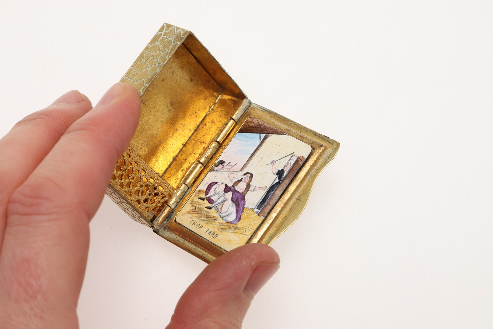 SIX LATE 19TH/ EARLY 20TH CENTURY FRENCH BRASS & ENAMEL VESTA CASES. - Image 8 of 8