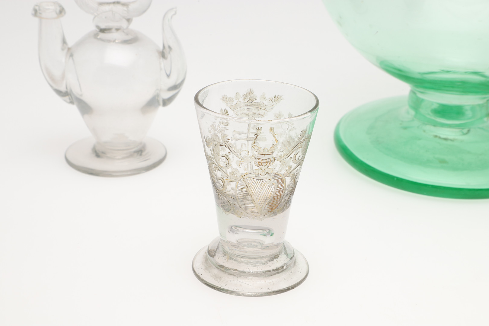 GERMAN ENGRAVED GLASS, EARLY NETHERLANDS BOTTLE & OTHER GLASS. - Image 4 of 9