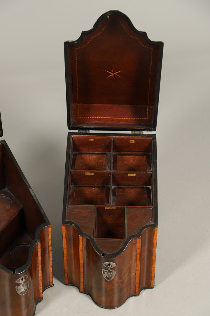 A PAIR OF GEORGE III MAHOGANY KNIFE BOXES. - Image 7 of 15