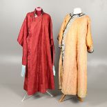 ANTIQUE CHINESE QUILTED FULL LENGTH ROBE & ANOTHER CHINESE ROBE.