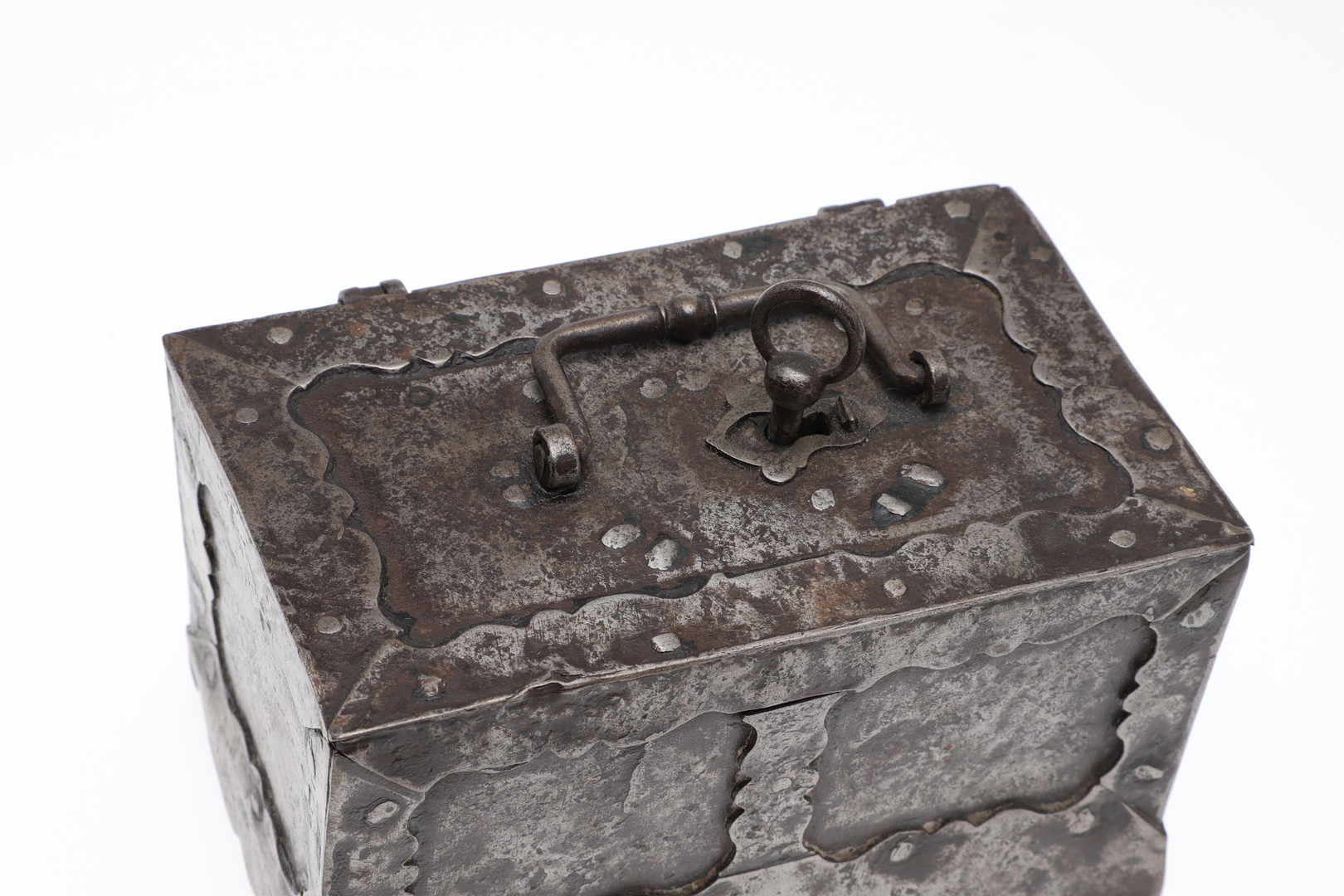 A GERMAN MINIATURE IRON STRONG BOX. - Image 2 of 7