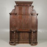 A LARGE CARVED OAK COUNTRY HOUSE HALLSTAND.