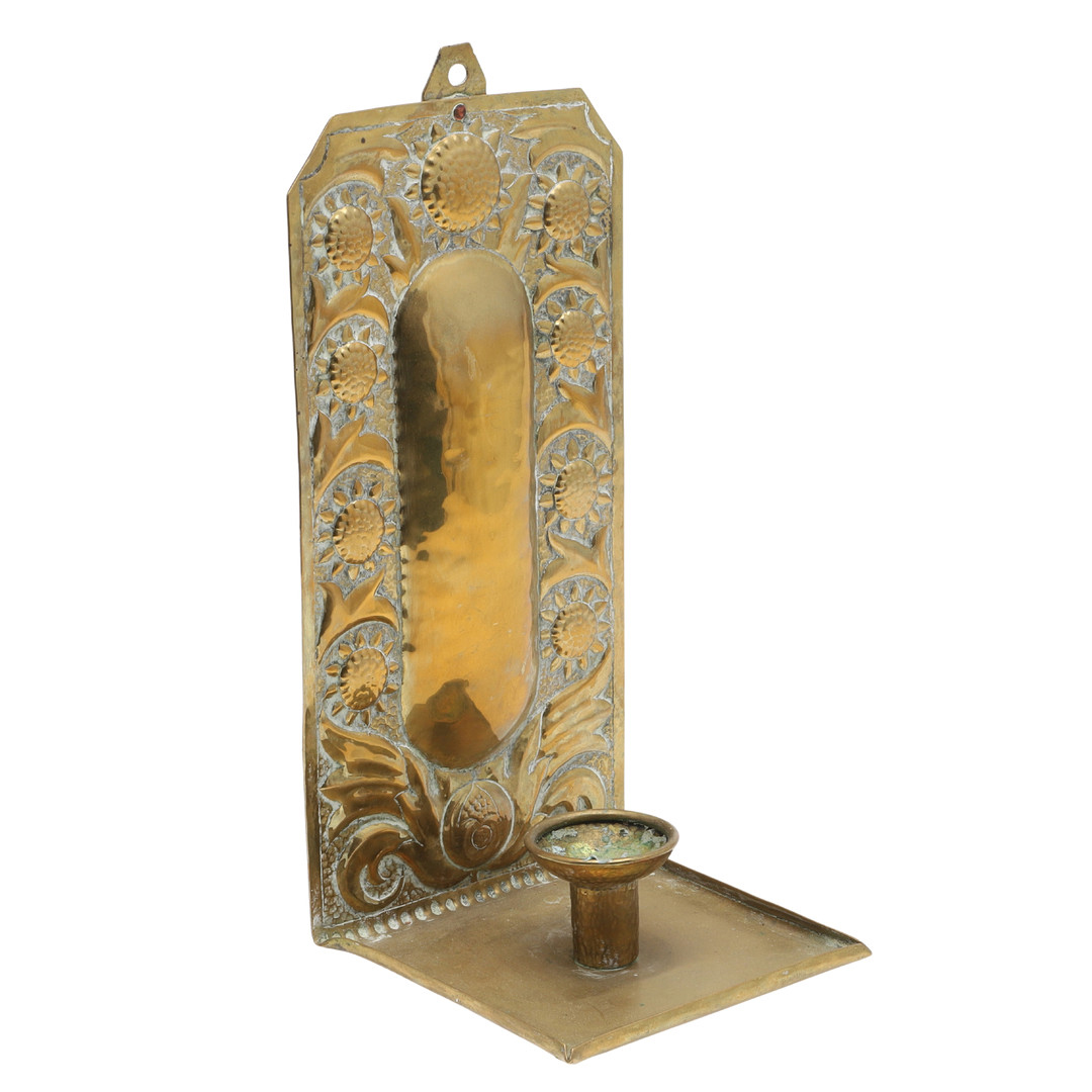 JOHN PEARSON - ARTS & CRAFTS BRASS CANDLE SCONCE, 1892. - Image 2 of 8