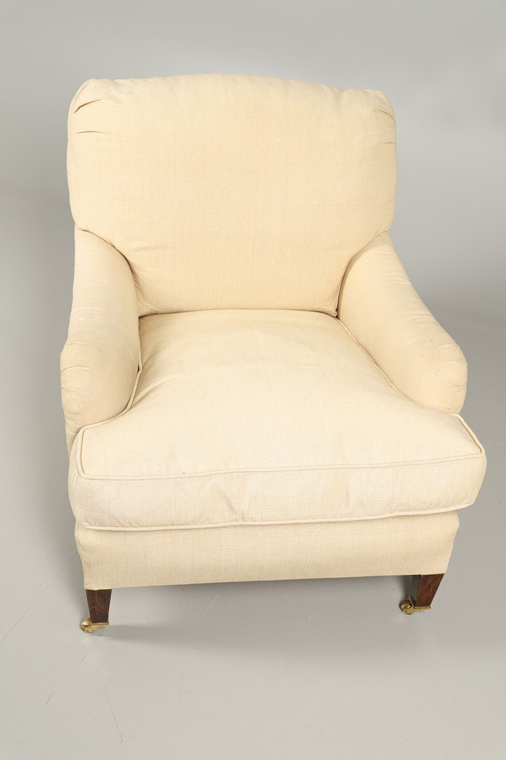 A HOWARD-STYLE DEEP SEATED ARMCHAIR. - Image 2 of 6