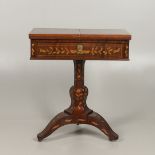 AN UNUSUAL DUTCH MAHOGANY MARQUETRY SOFA TABLE.