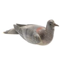 A 19TH CENTURY WOODEN PIGEON DECOY.