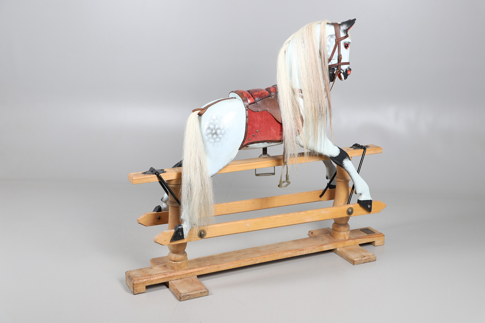 A STEVENSON BROTHERS DAPPLE GREY ROCKING HORSE. - Image 16 of 29