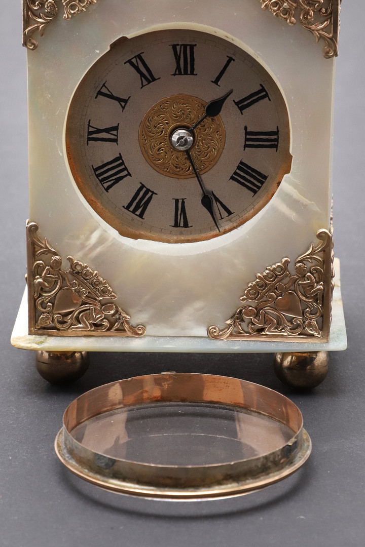 A VICTORIAN MOTHER OF PEARL BOUDOIR TIMEPIECE. - Image 9 of 13